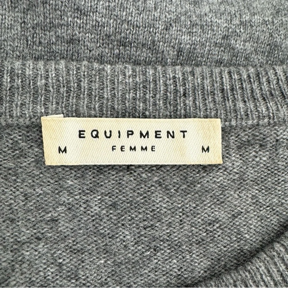 Equipment Femme Sweater Women’s M Gray Pullover Embellished Neck - Picture 7 of 13